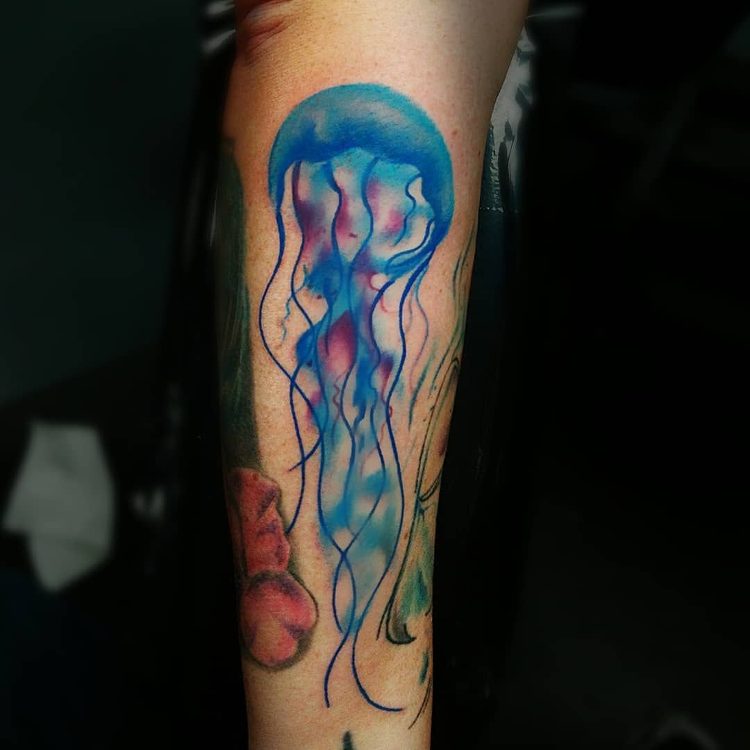 Jellyfish Watercolor Tattoo