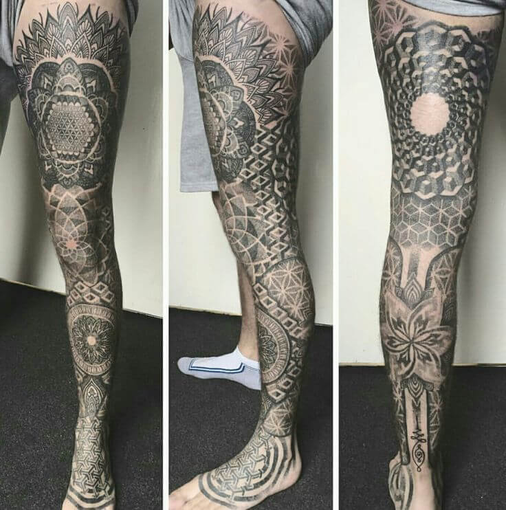 Leg Geometric Tattoo Images