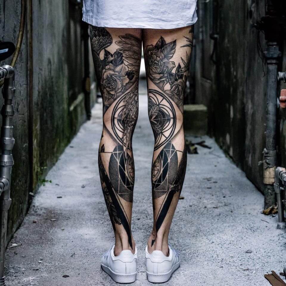 Leg Geometric Tattoos