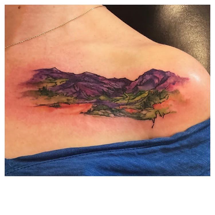 Mountain Watercolor Tattoos