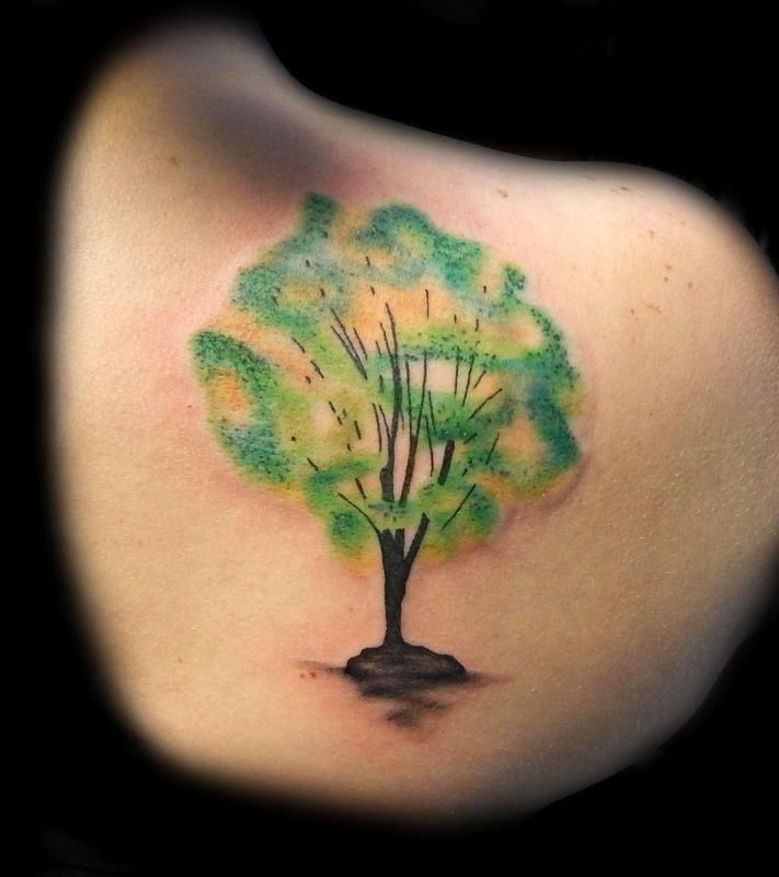 Watercolor Tree Tattoos