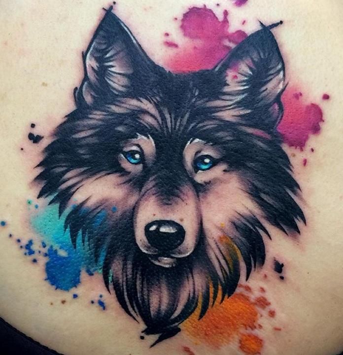 Wolf Watercolor Tattoo
