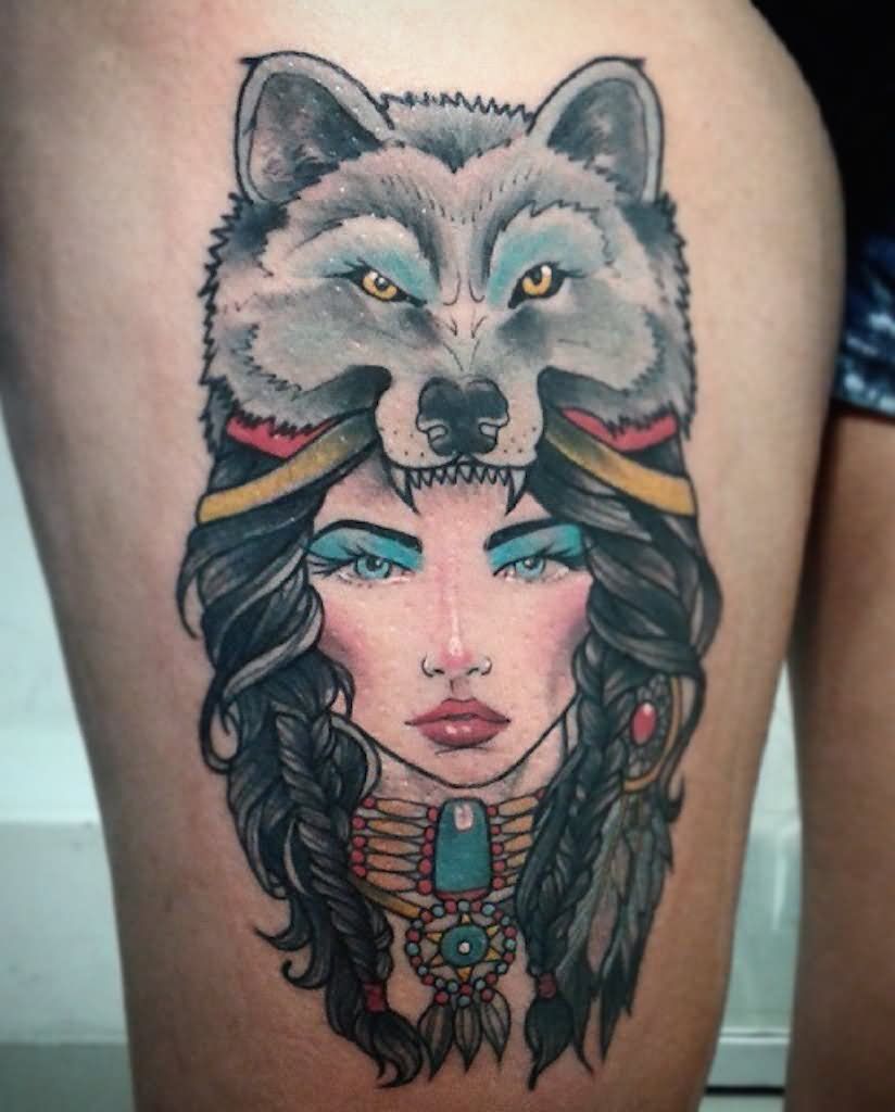 Wolf Watercolor Tattoo